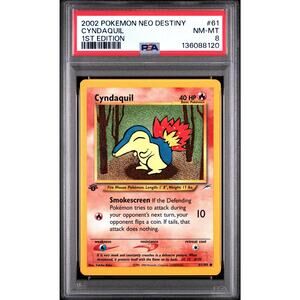 PSA 8 NM-MT Cyndaquil 61/105 Pokémon 2002 Neo Destiny Uncommon Non Holo Card
